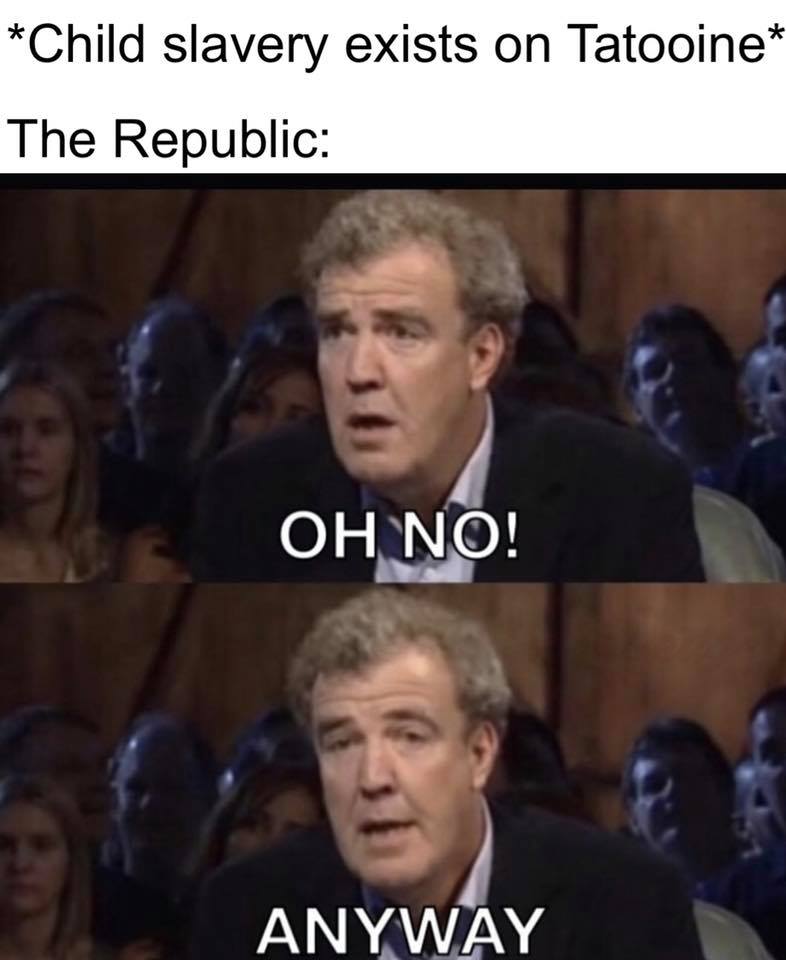 The meme is a humorous commentary on the infamous line "I find your lack of faith disturbing" from the movie Star Wars: A New Hope. The image depicts a character from the Star Wars universe, likely a Stormtrooper or a Sith Lord, looking shocked and disbelieving, with the caption "I find your lack of slavery disturbing" written above it. The meme is a play on words, substituting "slavery" for "faith" to poke fun at the seriousness of the original line.